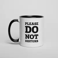 Кружка "Please do not disturb", Черный, английский, Деревянная подарочная коробка с гравировкой, 330 мл