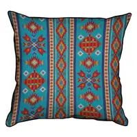 Подушка с мешковины Красно-голубой орнамент 45x45 см (45PHB_15NGETN004_WH)