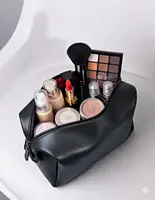 Косметичка эко кожаная серая 20*15*10
