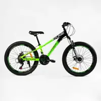 Велосипед Спортивный Corso SKYLIN 24", 21 скорость, рама алюминиевая 11", оборудование Shimano. Green (147891)
