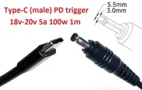 Кабель-переходник триггер PD 18-20v Type-C (max 5a, 100w) на 5.5x3.0 or 5.0x3.0mm (+pin) 1m з USB Type-C (male) Power Delivery PD тригер (A class) 1 день гар.