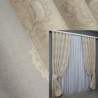 Комплект (2шт 1,5х2,7м) штор из ткани лён рогожка, коллекция "Корона Мария". Цвет светло-серый Код 708ш 30-486