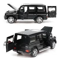 Модель автомобиля Mercedes AMG G65 черная 1:32 — металлическая инерционная машинка с открывающимися дверями и подсветкой фар