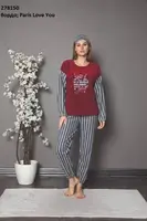 Пижама женская бордовая утепленная код П380 XXL