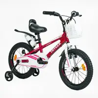 Велосипед 16" дюймов, 2-х колесный CORSO, алюминиевая рама, ручной тормоз, доп. колеса, звонок, собран на 85%. Pink (153897)