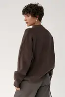 Вязаная теплая однотонная кофта - коричневый цвет, ONE SIZE (имеются размеры)