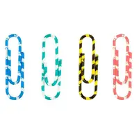 Скріпки кольорові смугасті, 28 мм, 100 шт, пласт. контейнер