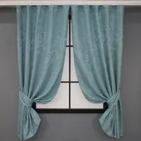 Комплект (2шт. 1,3х1,7м.) коротких штор, лен мрамор коллекция "Pavliani". Цвет темно-голубой. Код 1371 35-0060