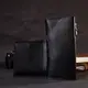 Стильный кошелек с монетницей снаружи из натуральной кожи GRANDE PELLE 11646 Черный
