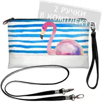 Клатч через плечо Фламинго на море, белый 25x15 см (KL_GL_TRO046_WH)