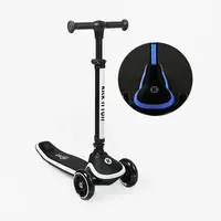 Самокат трехколесный Best Scooter Kick`n`roll X2-004 колеса PU со светом складной руль подсветка платформы. Black and White (195003)