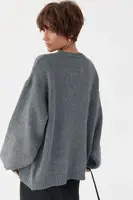 В'язана однотонна кофта з рукавами-ліхткриками - сірий цвет, ONE SIZE (є розміри)