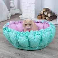 Лежанка для кота и собаки Корзина мятная с розовым