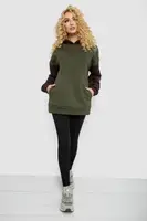 Худі жіноча тринитка на флісі, колір хакі, 102R364-1