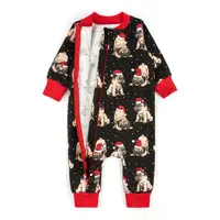 Комбінезон для немовлят на блискавці Christmas pugs футер