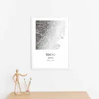 Постер "Токио / Tokyo" фольгированный А3, Белый-серебро, А3, английский