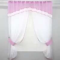 Кухонный комплект, (270х170см.) шторки с ламбрекеном и подхватами. Цвет белый с розовым. Код 084к 52-0565