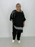 Стильная туника "Листики" с качечтвенной накаткой Oversize 66-76