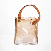 Стеклянная ваза сумочка с ручкой 13×7×16.5 (см) декоративная ваза для цветов 1 (л) Коричневый HP-19-155-1