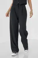 Женские брюки прямого кроя с высокой посадкой - черный цвет, S