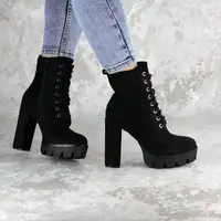 Жіночі зимові ботильйони на підборах Fashion Quinn 1325 38 розмір 24,5 см Чорний