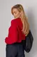 Укорочений в'язаний джемпер oversize з косичками - червоний цвет, ONE SIZE