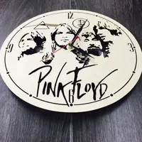 Безшумний настінний годинник з дерева «Pink Floyd»