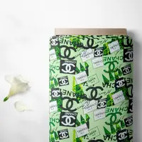 Тканина штапель Бренді Chanel салат, Написи