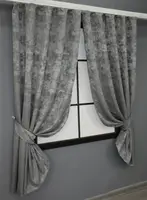 Комплект (2шт. 1,3х1,7м.) коротких штор із жакарда колекція "Sultan YL", Туреччина. Колір сірий. Код 1212ш 35-0072
