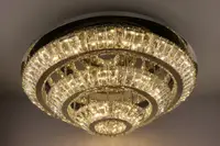Люстра стельова кришталева LED з пультом 25666 Хром 24х80х80 см.