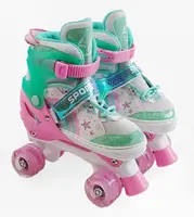 Раздвижные ролики квады 9-54 М Best Roller колеса PU светящиеся. Pink (размер 34-38) (170019)