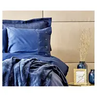 Набор постельное белье с покрывалом + плед Karaca Home - Infinity lacivert 2020-1 синий евро (10)