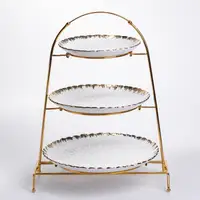 Фруктовница на 3 яруса фуршетная стойка для закусок 35*30*45 см конфетница Белый с золотом YZH-009