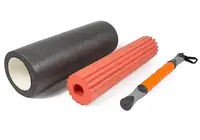 Массажный ролик EasyFit TIO 3 в 1 Черный-оранжевый