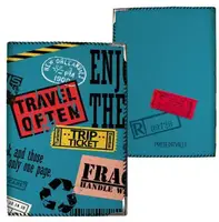 Обложка на паспорт Travel often на синем фоне (ткань)