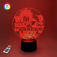 3D ночник "Монки Д. Луффи 3" (УВЕЛИЧЕННОЕ ИЗОБРАЖЕНИЕ)+ пульт ДУ+сетевой адаптер + батарейки (3ААА)  3DTOYSLМР