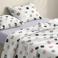Підліткова постільна білизна фланель з простирадлом на резинці PLAYFUL CATS CS5