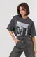 Oversize футболка з чорно-білим принтом дівчини - темно-сірий цвет, ONE SIZE