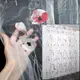 Тюль (3х2,1м.) органза с крупным цветочным принтом. Цвет полупрозрачный с красным и чёрным. Код 1062т 40-134