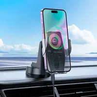 Тримач HOCO Traveler infrared RGB wireless fast charging car holder (center console) HW27 |15W|