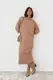 Довга сукня oversize з розрізами - світло-коричневий цвет, M