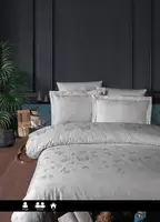 Полуторное Турецкое Постельное Белье First Choice Jacquard Satin Corina Sand 160х220см