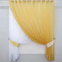 Кухонный комплект (280х170см.), шторки с подвязками "Дуэт". Цвет янтарный с белым. Код 076к