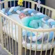 Бортик в кроватку Хатка Косичка Белый-Голубой-Серый 360 см по всему периметру кроватки