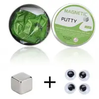 Пластилин магнитный Magnetic Putty в металлическом боксе + 4 глаза Зеленый