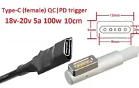 Переходник для блока питания MagSafe 1 8-10cm з USB Type-C (Female) Quick Charge Power Delivery QC|PD тригер (A class) 1 день гар.