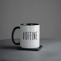 Чашка "#offine", Чорний, англійська, Крафтова коробка, 330 мл