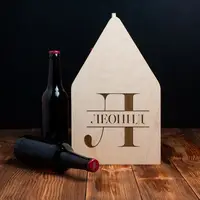 Ящик для пива "Ініціал" персоналізований для 6 пляшок, Світле дерево