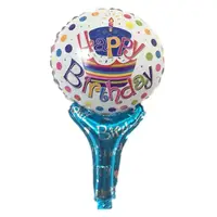 Шар с надувной ручкой Happy Birthday (тортик)