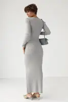 Приталений костюм в рубчик з кофти та спідниці - сірий цвет, ONE SIZE (є розміри)